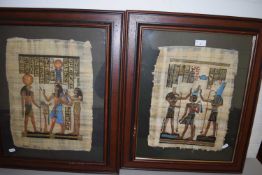 PAIR OF MODERN EGYPTIAN PAPYRUS PICTURES, F/G