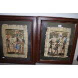 PAIR OF MODERN EGYPTIAN PAPYRUS PICTURES, F/G