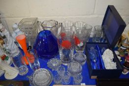 VARIOUS MIXED DRINKING GLASSES, VASES ETC TO INCLUDE BOHEMIAN CRYSTAL