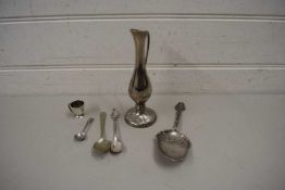 VARIOUS SILVER PLATED ITEMS TO INCLUDE SMALL EWER, CRESTED SPOONS, SMALL CONTINENTAL CAKE SLICE ETC