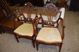 PAIR OF GEORGIAN STYLE SHIELD BACK MAHOGANY CARVER CHAIRS