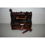 PIPE RACK TOGETHER WITH VARIOUS TOBACCO PIPES, CHEROOT HOLDER ETC