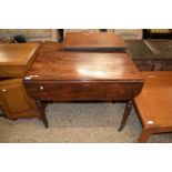 VICTORIAN MAHOGANY PEMBROKE TABLE ON RING TURNED LEGS, 90CM WIDE