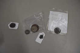 VARIOUS COINAGE TO INCLUDE A POSSIBLY ANCIENT GREEK BRONZE COIN, VARIOUS VICTORIAN AND GEORGE II