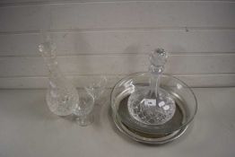 DECANTERS, GLASS WARES ETC