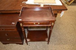 REPRODUCTION DARK MAHOGANY EFFECT GALLERIED SIDE TABLE, 58CM WIDE