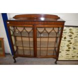 EDWARDIAN MAHOGANY BOW FRONT CHINA DISPLAY CABINET ON BALL AND CLAW FEET