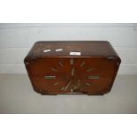 DANISH ART DECO STYLE OAK CASED MANTEL CLOCK BEARING LABEL TO REAR DOOR 'J STEFFENSEN'