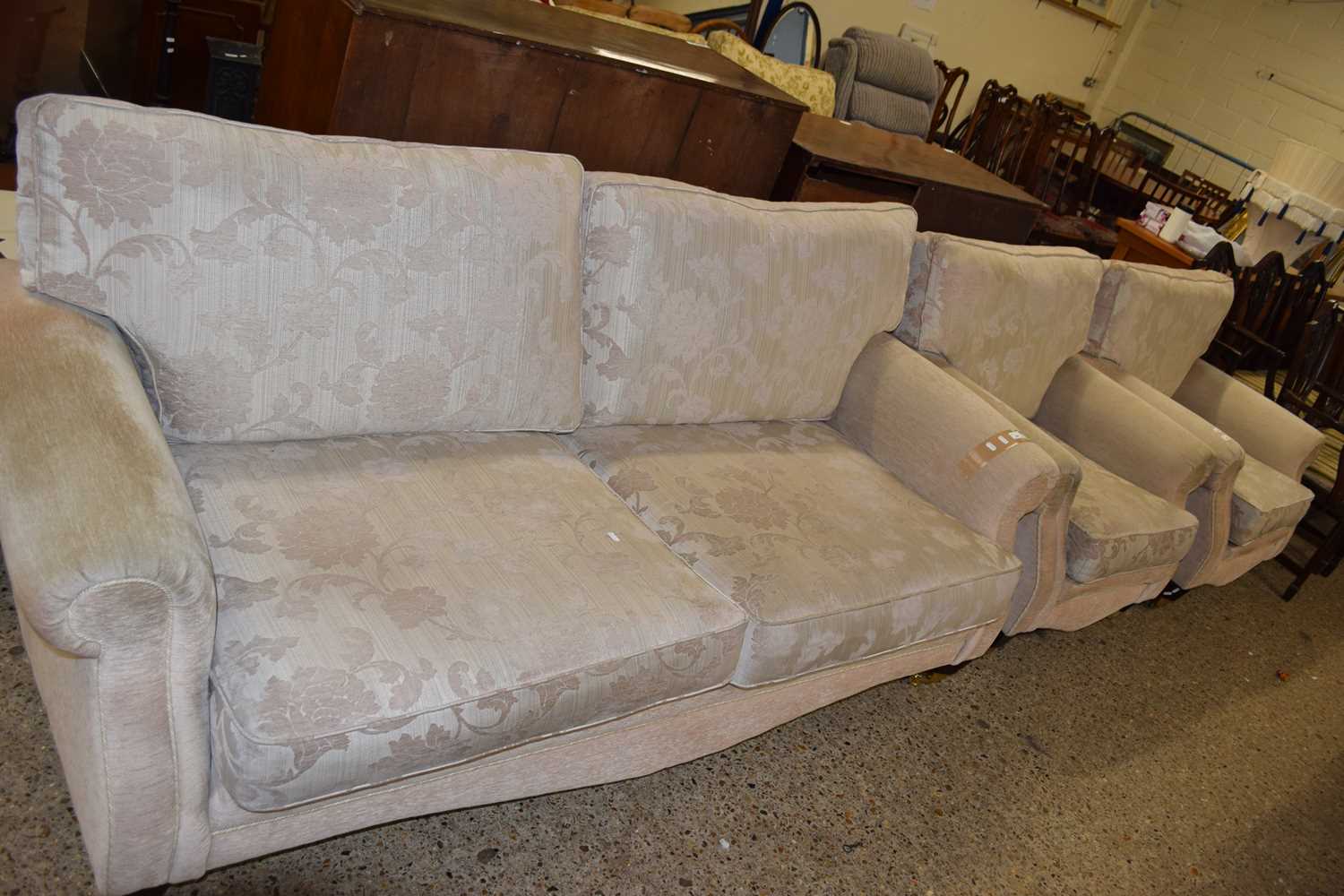 FLORAL UPHOLSTERED THREE PIECE SUITE