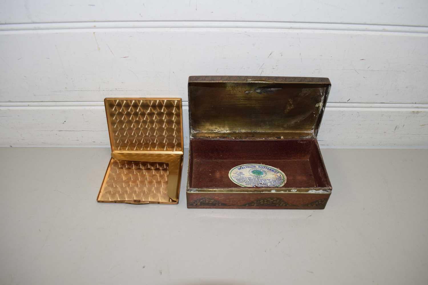 INDIAN BRASS CIGARETTE BOX AND A SMALL POCKET CIGARETTE CASE (2)