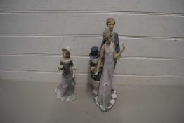 LLADRO FIGURE GROUP OF LADY AND GENT PLUS A FURTHER LLADRO LADY (A/F)