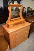 LATE 19TH/EARLY 20TH CENTURY PINE CHEST OF TWO SHORT OVER THREE LONG DRAWERS TOGETHER WITH A RELATED