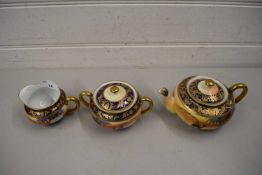 NORITAKE THREE PIECE TEA SERVICE DECORATED WITH DESERT SCENES