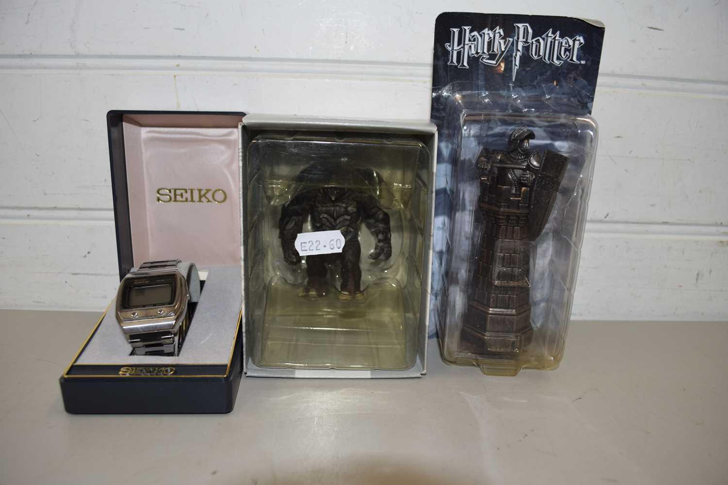 BOXED SPECIAL EDITION HAND PAINTED ARMOURED TROLL TOGETHER WITH A HARRY POTTER ORNAMENT AND A