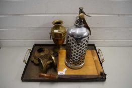 VINTAGE GUILLOTINE, SERVING TRAY, GLASS VASE, SODA SIPHON ETC