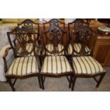 SET OF SIX REPRODUCTION MAHOGANY SHIELD BACK DINING CHAIRS