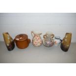 VARIOUS VASES, RABBIT SHAPED ORNAMENTS ETC