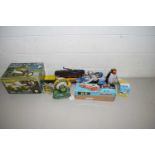 VINTAGE TIN PLATE CLOCKWORK TOYS TO INCLUDE A SNAIL, MOTORBIKE AND SIDECAR, PENGUIN ETC