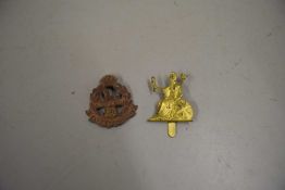 MILITARY CAP BADGE FOR EAST LANCASHIRE REGIMENT AND ONE OTHER