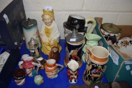 MIXED CERAMICS TO INCLUDE BEER STEINS, CHARACTER JUGS ETC