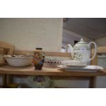 VARIOUS TEA WARES, SATSUMA STYLE VASE ETC