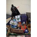 BOX OF MIXED TOYS TO INCLUDE STAR TREK INTEREST, VARIOUS BOXED TOY CARS ETC