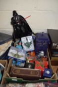 BOX OF MIXED TOYS TO INCLUDE STAR TREK INTEREST, VARIOUS BOXED TOY CARS ETC