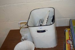 ENAMEL BREAD BIN AND VARIOUS OTHER ITEMS
