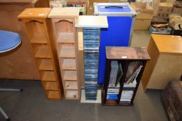 FOUR PINE CD RACKS AND A QUANTITY OF CDS (4)