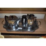 CHROMIUM PLATED TEA SERVICE WITH TRAY