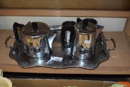 CHROMIUM PLATED TEA SERVICE WITH TRAY