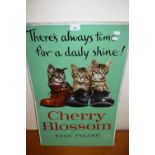 CHERRY BLOSSOM SHOE POLISH SHEET METAL ADVERTISING PICTURE