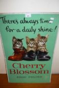 CHERRY BLOSSOM SHOE POLISH SHEET METAL ADVERTISING PICTURE