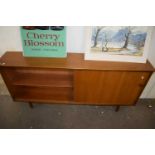 RETRO MID-CENTURY TEAK SIDE CABINET WITH SLIDING DOORS, 155CM WIDE