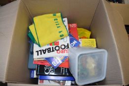 ONE BOX HOUSEHOLD SUNDRIES, BOX OF PLASTIC TOYS AND OTHER ITEMS