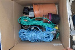 BOX OF MIXED PLANT POTS AND GARAGE CLEARANCE ITEMS
