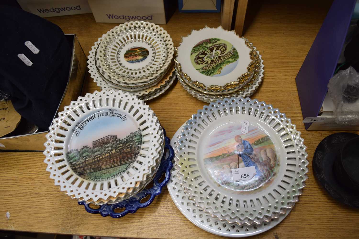 COLLECTION OF EARLY 20TH CENTURY RIBBON PLATES TO INCLUDE SOME WITH LOCAL INTEREST