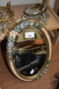 SMALL OVAL BEVELLED DRESSING TABLE MIRROR IN BARBOLA TYPE FRAME