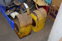 TWO VINTAGE METAL WARNING LIGHTS