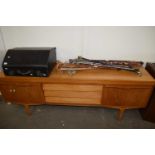 RETRO MID-CENTURY TEAK SIDEBOARD WITH TWO DOORS AND THREE DRAWERS, 198CM WIDE