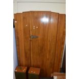 WALNUT VENEERED SINGLE DOOR WARDROBE