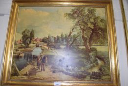 AFTER JOHN CONSTABLE, 'FLATFORD MILL', COLOURED PRINT, GILT FRAMED