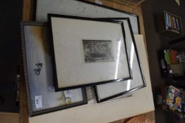 MIXED PICTURES TO INCLUDE WILLIAM MILLER, 'HOLYROOD PALACE' ETCHING, PHILIP RICKMAN, WATERCOLOUR