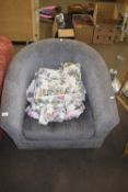 GREY UPHOLSTERED TUB CHAIR