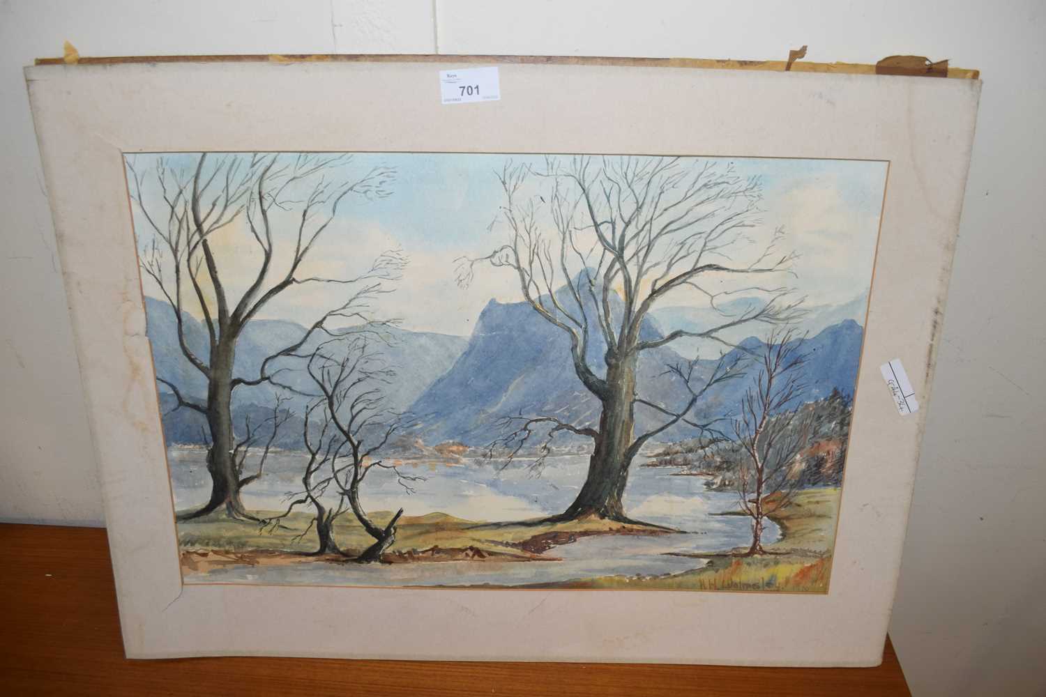 WALMSLEY, WATERCOLOUR STUDY, LAKE SCENE, UNFRAMED