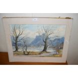 WALMSLEY, WATERCOLOUR STUDY, LAKE SCENE, UNFRAMED