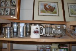 PEWTER TANKARDS, CUTLERY ETC