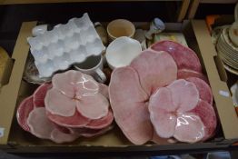 ONE BOX OF CHINA WARES TO INCLUDE ITALIAN FLOWER FORMED PLATES AND SIDE PLATES