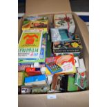 LARGE BOX, VARIOUS BOARD GAMES AND OTHER ITEMS