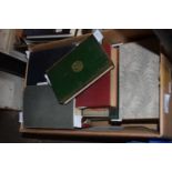 ONE BOX MIXED BOOKS TO INCLUDE LEATHER BOUND
